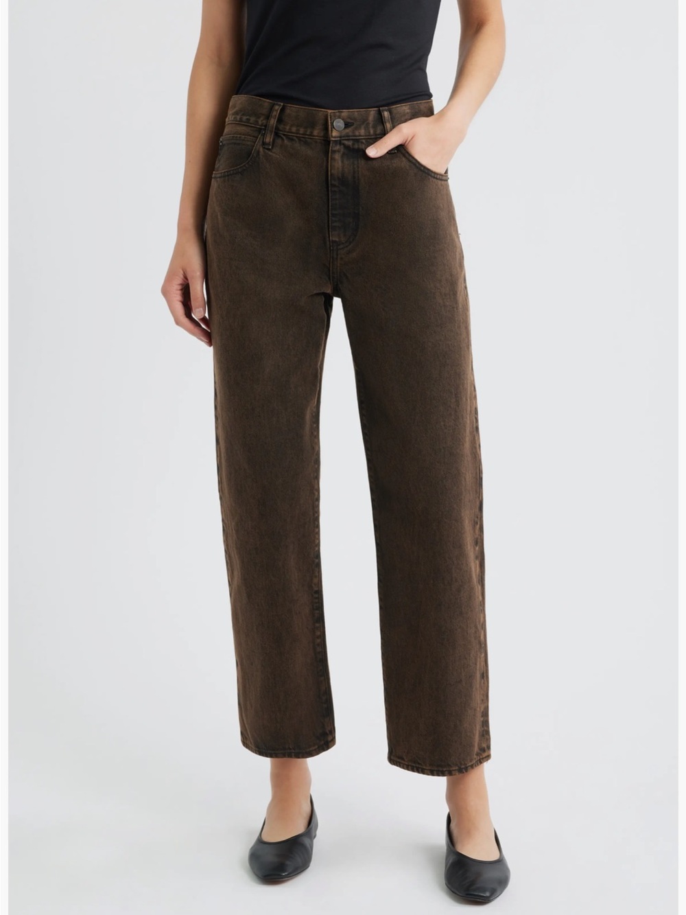 FRAME The Hang High Waist Ankle Straight Leg Jeans Women’s Size 26 Brown B24